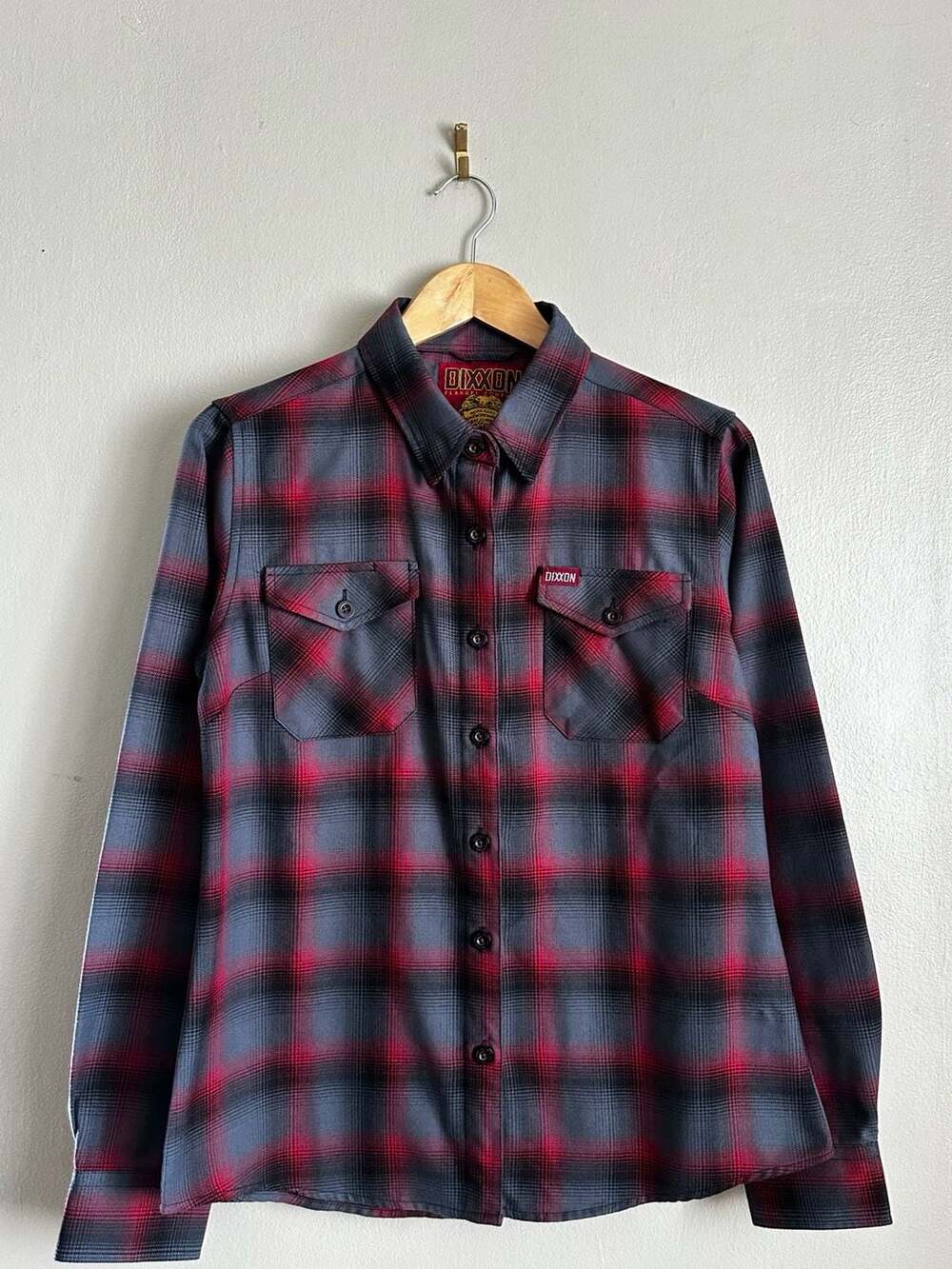 Dixxon Flannel Shirt Red Black Plaid Long Sleeve